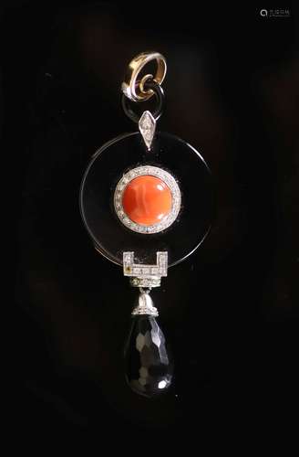 A mid 20th century Italian 18ct gold black onyx, coral bead ...