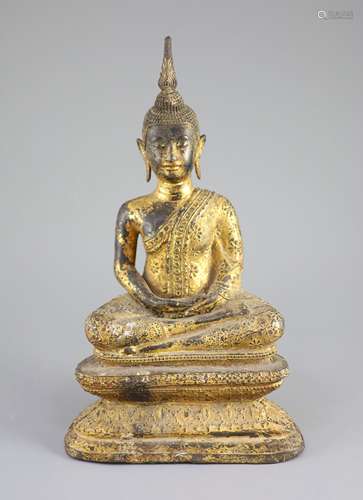 A Thai gilt bronze seated figure of Buddha, 18th/19th centur...