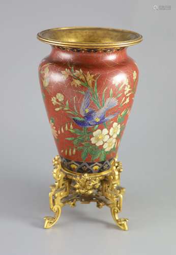 An Elkington & Co. Japonaise ormolu mounted 'cloisonne' enam...