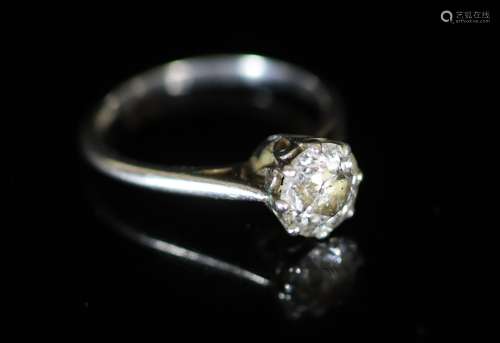 An 18ct white gold and solitaire diamond ring,the stone weig...