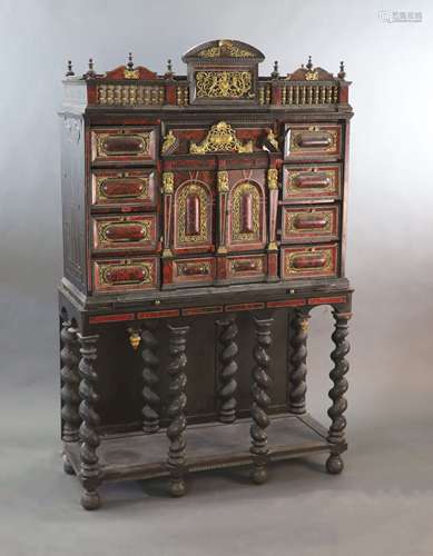 A late 17th century Portuguese ormolu mounted ebony and red ...