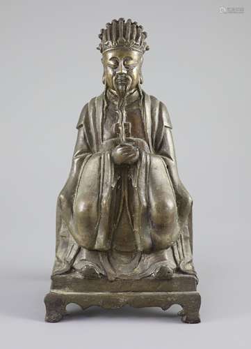 A Chinese bronze seated figure of Wenchang Wang, late Ming d...