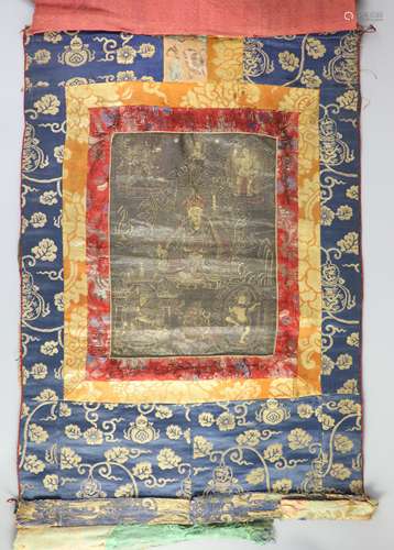 A Tibetan Buddhist thangka, 17th /18th century,depicting Pad...