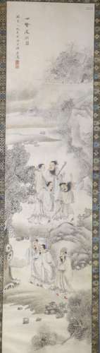 A Chinese painting on paper, Qing dynastypainted with the se...