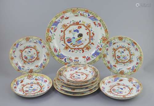 A Chinese famille rose porcelain part dinner service, Qianlo...