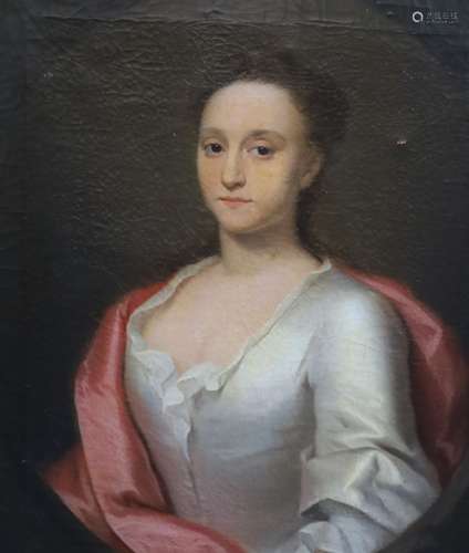 18th century English SchoolPortrait of a lady wearing a whit...