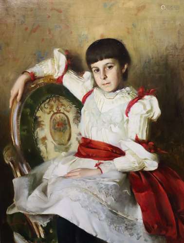 Clara Muller (19th C.)Portrait of a girl seated upon an armc...