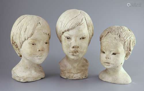 Barbara Tribe (1913-2000)Three plaster head studies of child...