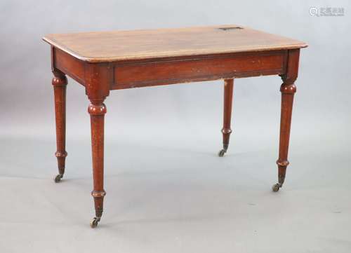 A Victorian mahogany writing table,with rounded rectangular ...