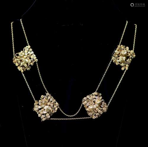 An early 20th century Chinese filigree gold (stamped 20) twi...