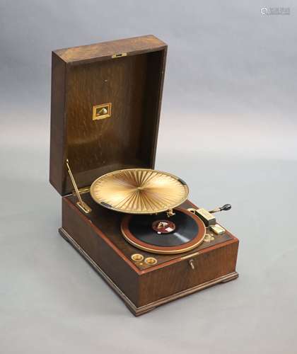 A HMV Lumiere model oak cased 460 gramophone, c1925,with ori...