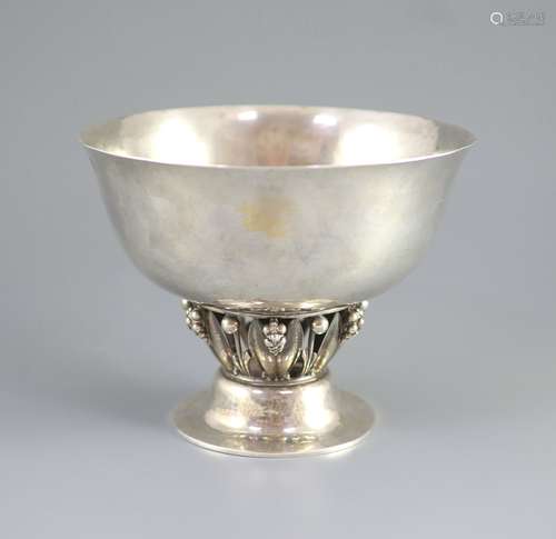 A 1920's George Jensen planished sterling silver pedestal bo...