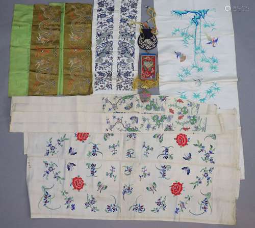 A group of Chinese embroidered silk items, late 19th/early 2...