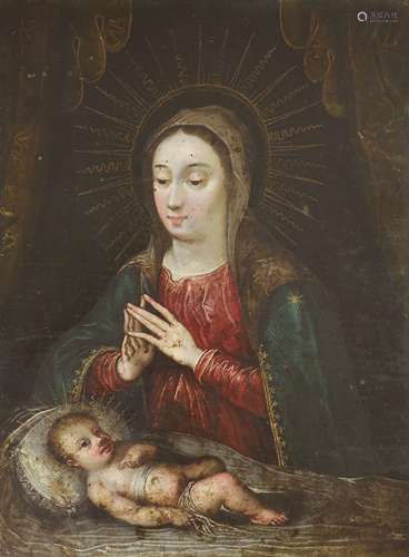 17th Century Spanish SchoolThe Madonna and Childoil on coppe...