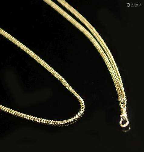 A Victorian 15ct gold curb link guard chain,174cm, 53.5 gram...