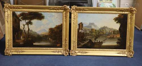 Late 18th century English SchoolClassical river landscapes w...