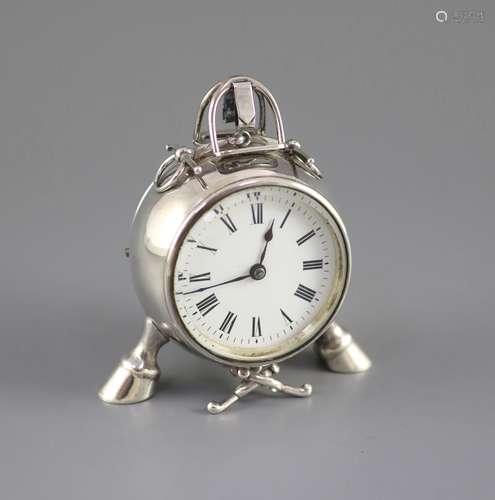 A late Victorian novelty silver equine related timepiece, by...