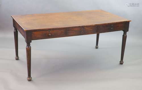 A late Victorian mahogany library table,fitted four short an...