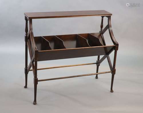 An early 20th century mahogany book stand,with rectangular t...