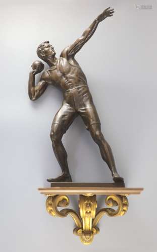 After Robert Cauer (1863-1947) a bronze figure of a shot-put...