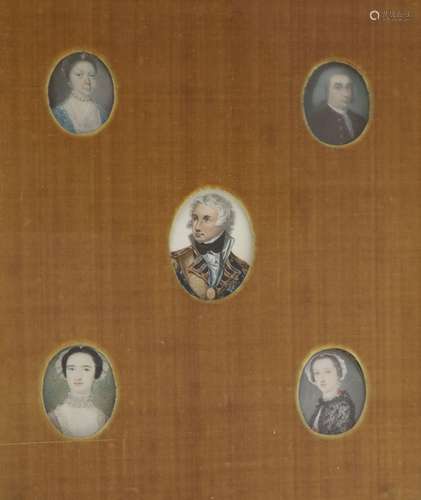 Irish School circa 1800Miniature portraits of members of the...