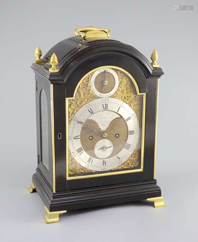 A George III ormolu mounted ebonised bracket clock by James ...