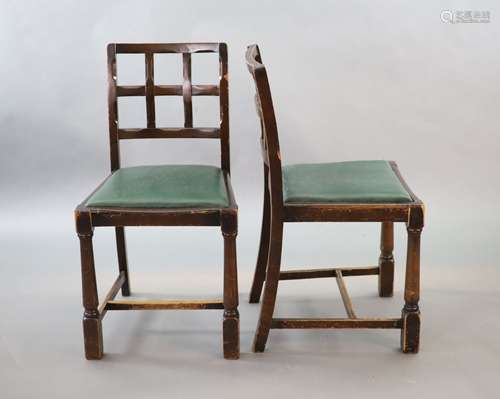 A set of ten early 20th century oak and beech dining chairs,...