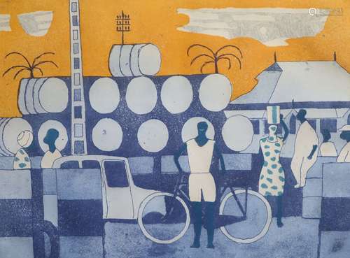 § Julian Trevelyan (1910-1988)Outside KampalaEtching with aq...