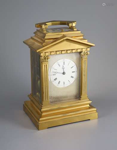 A large hour repeating architectural cased carriage clock, l...