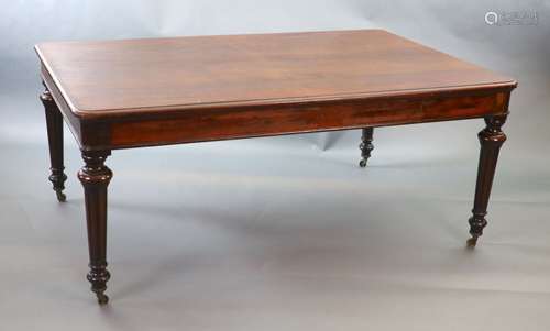 A Victorian mahogany library table,with rounded rectangular ...