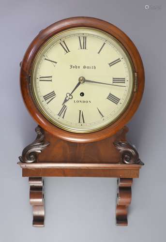 A Victorian mahogany wall clock, the 8