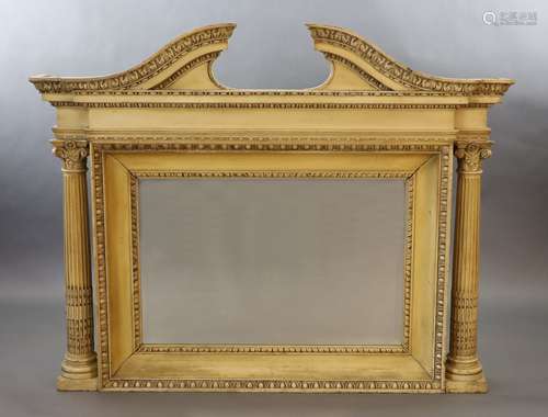 A Victorian Adam style cream painted beech overmantel,with b...