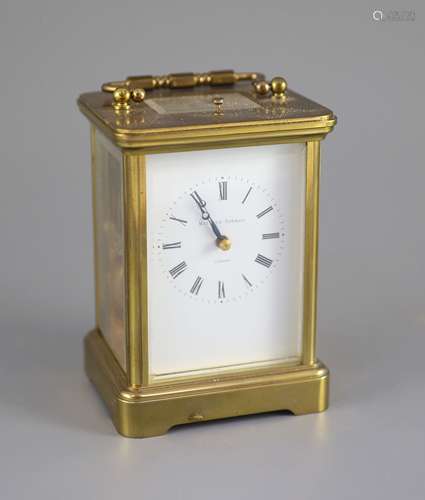 A large Swiss-made brass carriage clock, Matthew Norman, Lon...