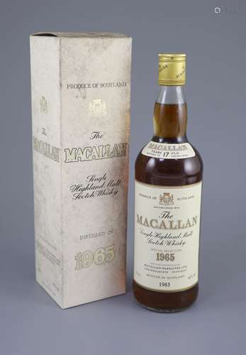 A bottle of Macallan 1965 17 Years Old Single Malt Scotch Wh...