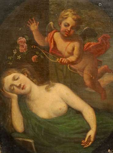 19th century English SchoolCupid and a sleeping VenusOil on ...