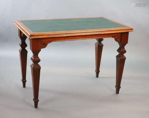 A late Victorian mahogany writing table, supplied by Sage & ...