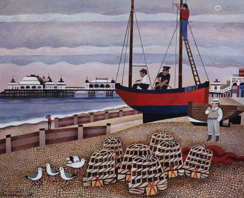 § Alfred Daniels (1924-2015)Brighton seafront with fishermen...