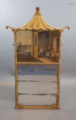 A mid 19th century giltwood and gesso wall mirror inset with...