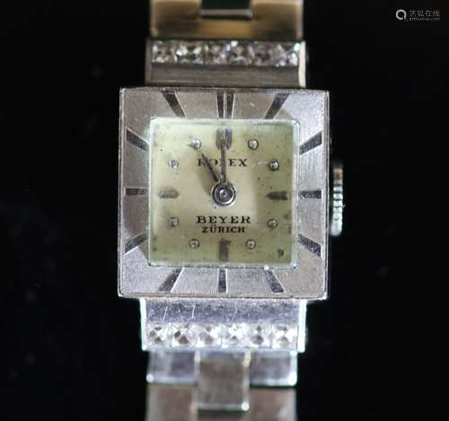 A lady's mid to late 20th century platinum and diamond set R...