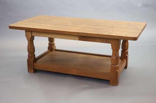 A Thompson of Kilburn Mouseman oak 'refectory' coffee table,...