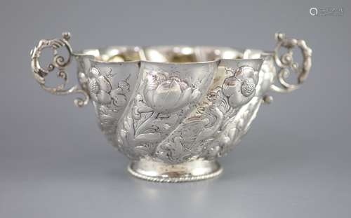 A Victorian silver two-handled footed bowl,of shaped circula...