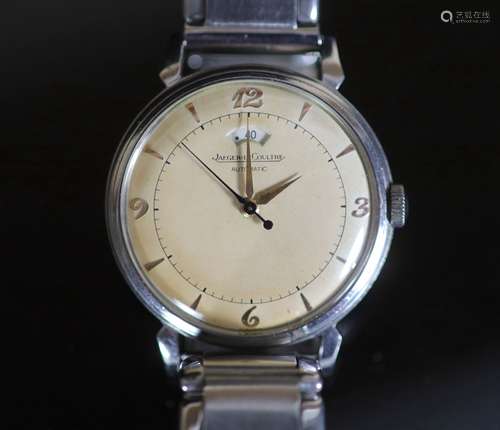 A gentleman's 1960's? steel Jaeger LeCoultre automatic wrist...