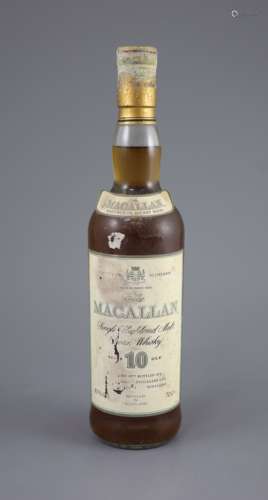 A bottle of Macallan Single Highland Malt Scotch Whisky, 10 ...