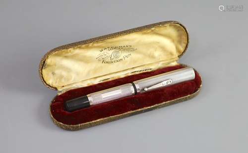 A rare giant Waterman's 58 Ideal silver overlaid fountain pe...