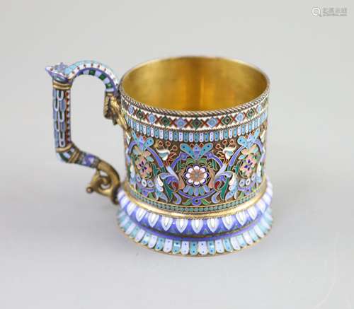 A late 19th century Russian 88 zolotnik silver and cloisonne...