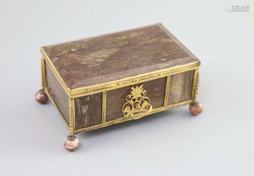 A German ormolu mounted hardstone casket, 19th centurywith s...