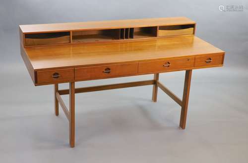 Jens Quistgaaard for Lovig, a Danish teak flip top desk circ...