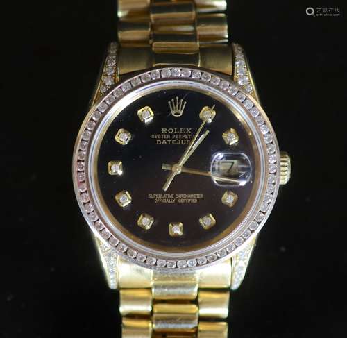 A gentleman's modern 18ct gold Rolex Oyster Perpetual Dateju...