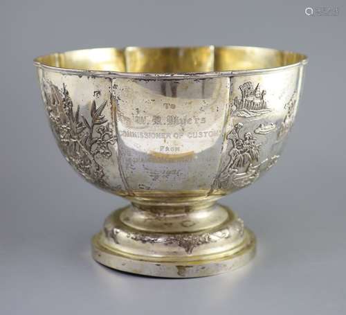 A large early 20th century Chinese Export silver punch bowl ...