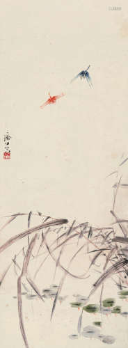 杨济川 花卉蜻蜓 立轴 纸本